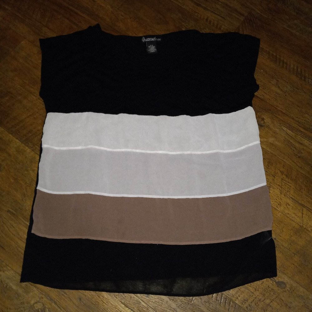 Black, Brown, & White Ruffle Shirt